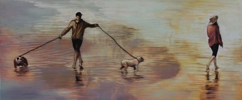 'dogs in the surf'
10 18 x 24
oil on aluminum